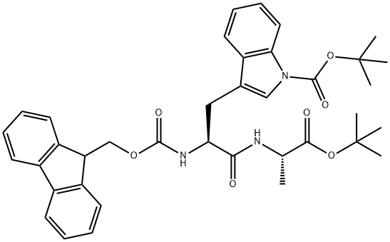 L-Alanine, 1-[(1,1-dimethylethoxy)carbonyl]-N-[(9H-fluoren-9-ylmethoxy)carbonyl]-L-tryptophyl-, 1,1-dimethylethyl ester Structure