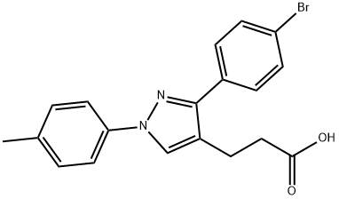 JR-6887, 3-(3-(4-Bromophenyl)-1-p-tolyl-1H-pyrazol-4-yl)propanoic acid, 97% 구조식 이미지