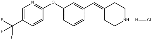 Pyridine, 2-[3-(4-piperidinylidenemethyl)phenoxy]-5-(trifluoromethyl)-, hydrochloride (1:1) 구조식 이미지