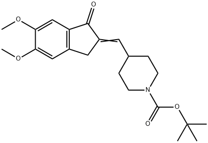 1-Piperidinecarboxylic acid, 4-[(1,3-dihydro-5,6-dimethoxy-1-oxo-2H-inden-2-ylidene)methyl]-, 1,1-dimethylethyl ester 구조식 이미지