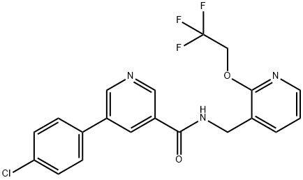 5-(4-chlorophenyl)-N-{[2-(2,2,2-trifluoroethoxy)pyridin-3-yl]methyl}pyridine-3-carboxamide 구조식 이미지