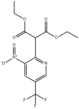 Propanedioic acid, 2-[3-nitro-5-(trifluoromethyl)-2-pyridinyl]-, 1,3-diethyl ester Structure