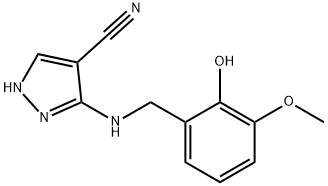 5-[(2-hydroxy-3-methoxybenzyl)amino]-1{H}-pyrazole-4-carbonitrile Structure