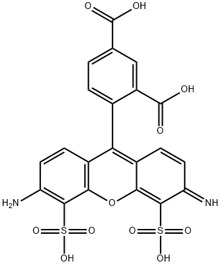 1,3-Benzenedicarboxylic acid, 4-(6-amino-3-imino-4,5-disulfo-3H-xanthen-9-yl)- 구조식 이미지