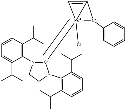 Palladium, [1,3-bis[2,6-bis(1-methylethyl)phenyl]-2-imidazolidinylidene]chloro[(1,2,3-η)-1-phenyl-2-propen-1-yl]- Structure