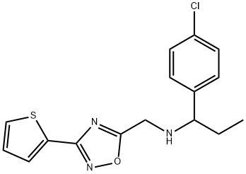 1,?2,?4-?Oxadiazole-?5-?methanamine, N-?[1-?(4-?chlorophenyl)?propyl]?-?3-?(2-?thienyl)?- 구조식 이미지