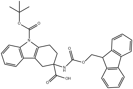 3-Amino-1,2,3,4-tetrahydrocarbazole-3-carboxylic acid, N1-BOC 3-FMOC protected 구조식 이미지