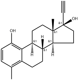 (8S,9S,13S,14S,17R)-17-ethynyl-4,13-dimethyl-7,8,9,11,12,14,15,16-octahydro-6H-cyclopenta[a]phenanthrene-1,17-diol 구조식 이미지