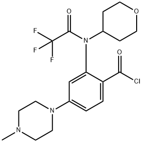 Benzoyl chloride, 4-(4-methyl-1-piperazinyl)-2-[(tetrahydro-2H-pyran-4-yl)(2,2,2-trifluoroacetyl)amino]- Structure