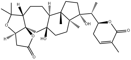 2H-Furo[3,2-b]indeno[4',5':5,6]cyclohepta[1,2-c]furan-2-one, 10-[(1R)-1-[(2S)-3,6-dihydro-5-methyl-6-oxo-2H-pyran-2-yl]ethyl]hexadecahydro-10,12a-dihydroxy-5,5,7b,10a-tetramethyl-, (3aR,5aS,7aS,7bS,10R,10aS,12aS,13aR)- Structure