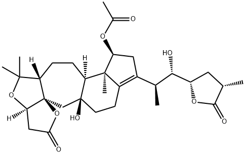 2H-Furo[3,2-b]indeno[4',5':5,6]cyclohepta[1,2-c]furan-2-one, 8-(acetyloxy)-3,3a,5,5a,6,7,7a,7b,8,9,11,12,12a,13-tetradecahydro-12a-hydroxy-10-[(1S,2S)-2-hydroxy-1-methyl-2-[(2S,4S)-tetrahydro-4-methyl-5-oxo-2-furanyl]ethyl]-5,5,7b-trimethyl-, (3aR,5aS,7aS,7bR,8S,12aS,13aR)- Structure