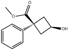 Cyclobutanecarboxylic acid, 3-hydroxy-1-phenyl-, methyl ester, cis- 구조식 이미지