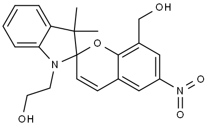 Spiro[2H-1-benzopyran-2,2'-[2H]indole]-1'(3'H)-ethanol, 8-(hydroxymethyl)-3',3'-dimethyl-6-nitro- Structure