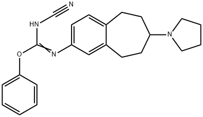 Carbamimidic acid, N-?cyano-?N'-?[6,?7,?8,?9-?tetrahydro-?7-?(1-?pyrrolidinyl)?-?5H-?benzocyclohepten-?2-?yl]?-?, phenyl ester Structure