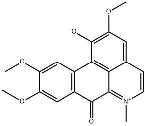 7H-Dibenzo[de,g]quinolinium, 1-hydroxy-2,9,10-trimethoxy-6-methyl-7-oxo-, inner salt 구조식 이미지