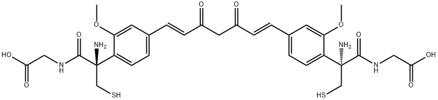 Glycine, L-cysteinyl-, 2,2'-[[(1E,6E)-3,5-dioxo-1,6-heptadiene-1,7-diyl]bis(2-methoxy-4,1-phenylene)] ester Structure