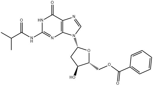 Guanosine, 2'-deoxy-N-(2-methyl-1-oxopropyl)-, 5'-benzoate 구조식 이미지