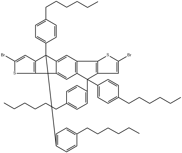2,7-dibroMo-4,9-dihydro-4,4,9,9-tetrakis(4-hexylphenyl)-s-indaceno[1,2-b:5,6-b']dithiophene Structure