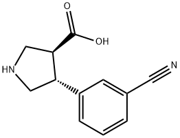 3-Pyrrolidinecarboxylic acid, 4-(3-cyanophenyl)-, (3S,4R)- 구조식 이미지