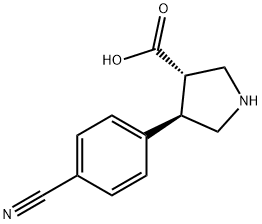 3-Pyrrolidinecarboxylic acid, 4-(4-cyanophenyl)-, (3S,4R)- 구조식 이미지