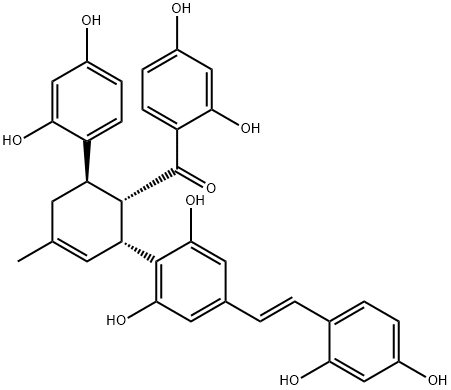 Methanone, (2,4-dihydroxyphenyl)[(1S,2R,6R)-6-(2,4-dihydroxyphenyl)-2-[4-[(1E)-2-(2,4-dihydroxyphenyl)ethenyl]-2,6-dihydroxyphenyl]-4-methyl-3-cyclohexen-1-yl]- Structure