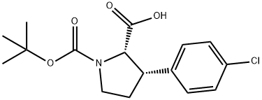 1,2-Pyrrolidinedicarboxylic acid, 3-(4-chlorophenyl)-, 1-(1,1-dimethylethyl) ester, (2S,3S)- 구조식 이미지