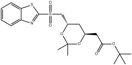 D-erythro-Hexonic acid, 6-(2-benzothiazolylsulfonyl)-2,4,6-trideoxy-3,5-O-(1-methylethylidene)-, 1,1-dimethylethyl ester Structure