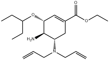1-Cyclohexene-1-carboxylic acid, 4-amino-5-(di-2-propen-1-ylamino)-3-(1-ethylpropoxy)-, ethyl ester, (3R,4R,5S)- Structure