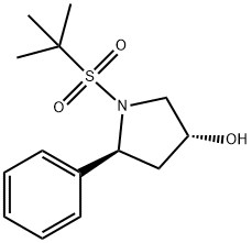 3-Pyrrolidinol, 1-[(1,1-dimethylethyl)sulfonyl]-5-phenyl-, (3R,5S)- Structure