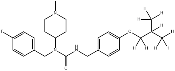 Urea, N-[(4-fluorophenyl)methyl]-N-(1-methyl-4-piperidinyl)-N'-[[4-[2-(methyl-d3)propoxy-1,1,2,3,3,3-d6]phenyl]methyl]- Structure