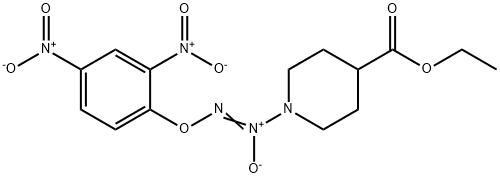 4-Piperidinecarboxylic acid, 1-[2-(2,4-dinitrophenoxy)-1-oxidodiazenyl]-, ethyl ester Structure