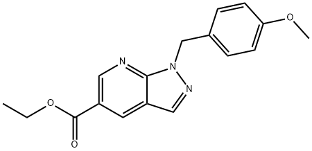 1H-Pyrazolo[3,4-b]pyridine-5-carboxylic acid, 1-[(4-methoxyphenyl)methyl]-, ethyl ester 구조식 이미지