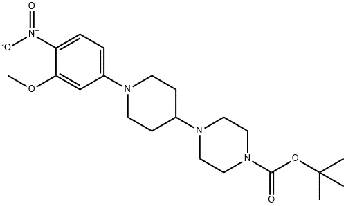 1-Piperazinecarboxylic acid, 4-[1-(3-methoxy-4-nitrophenyl)-4-piperidinyl]-, 1,1-dimethylethyl ester Structure