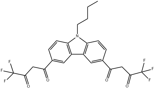 9-butyl-3,6-bis(4,4,4-trifluoro-1,3-butanedione) oxazole Structure