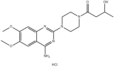 1-Butanone, 1-[4-(4-amino-6,7-dimethoxy-2-quinazolinyl)-1-piperazinyl]-3-hydroxy-, hydrochloride (1:) Structure