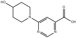 4-Pyrimidinecarboxylic acid, 6-(4-hydroxy-1-piperidinyl)- Structure