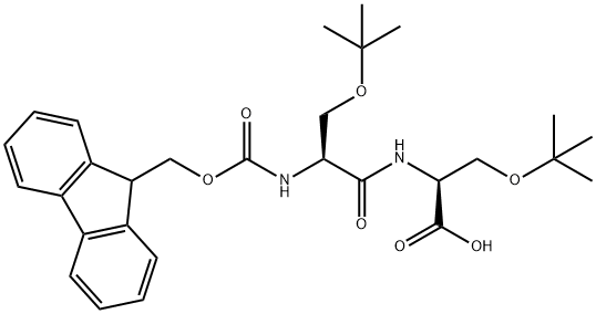 (2S)-3-(tert-butoxy)-2-[(2S)-3-(tert-butoxy)-2-({[(9H-fluoren-9-yl)methoxy]carbonyl}amino)propanamido]propanoic acid 구조식 이미지