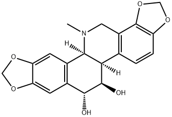 [1,3]Benzodioxolo[5,6-c]-1,3-dioxolo[4,5-i]phenanthridine-6,7-diol, 5b,6,7,12b,13,14-hexahydro-13-methyl-, (5bR,6R,7R,12bS)- Structure