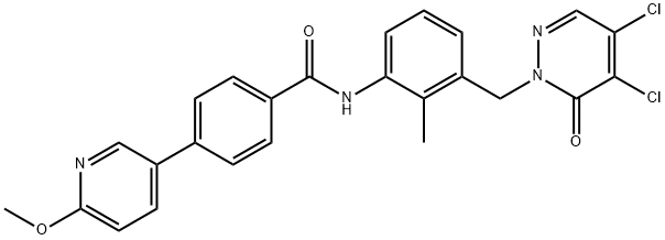 Benzamide, N-[3-[(4,5-dichloro-6-oxo-1(6H)-pyridazinyl)methyl]-2-methylphenyl]-4-(6-methoxy-3-pyridinyl)- 구조식 이미지