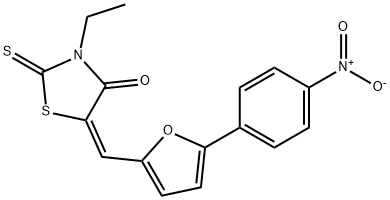 (5E)-3-ethyl-5-[[5-(4-nitrophenyl)furan-2-yl]methylidene]-2-sulfanylidene-1,3-thiazolidin-4-one Structure