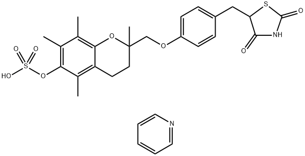 2,4-Thiazolidinedione, 5-[[4-[[3,4-dihydro-2,5,7,8-tetramethyl-6-(sulfooxy)-2H-1-benzopyran-2-yl]methoxy]phenyl]methyl]-, compd. with pyridine (1:1) Structure