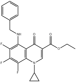 3-Quinolinecarboxylic acid, 1-cyclopropyl-6,7,8-trifluoro-1,4-dihydro-4-oxo-5-[(phenylmethyl)amino]-, ethyl ester 구조식 이미지