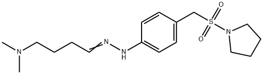 Butanal, 4-(dimethylamino)-, 2-[4-[(1-pyrrolidinylsulfonyl)methyl]phenyl]hydrazone 구조식 이미지