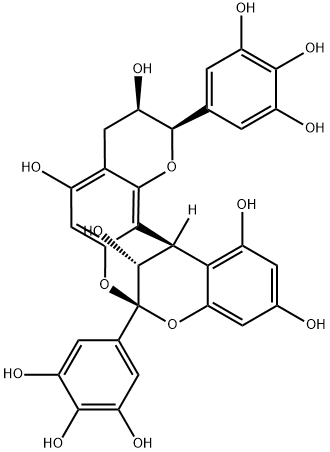 8,14-Methano-2H,14H-1-benzopyrano[7,8-d][1,3]benzodioxocin-3,5,11,13,15-pentol, 3,4-dihydro-2,8-bis(3,4,5-trihydroxyphenyl)-, (2R,3R,8S,14R,15R)- Structure