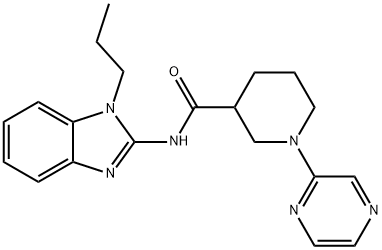 3-Piperidinecarboxamide, N-(1-propyl-1H-benzimidazol-2-yl)-1-(2-pyrazinyl)- Structure