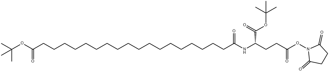 L-Glutamic acid, N-[20-(1,1-dimethylethoxy)-1,20-dioxoeicosyl]-, 1-(1,1-dimethylethyl) 5-(2,5-dioxo-1-pyrrolidinyl) ester 구조식 이미지