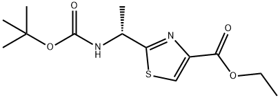 4-Thiazolecarboxylic acid, 2-[(1R)-1-[[(1,1-dimethylethoxy)carbonyl]amino]ethyl]-, ethyl ester Structure