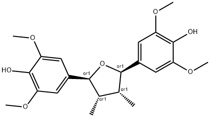 Phenol, 4,4'-[(2R,3R,4S,5S)-tetrahydro-3,4-dimethyl-2,5-furandiyl]bis[2,6-dimethoxy-, rel- 구조식 이미지