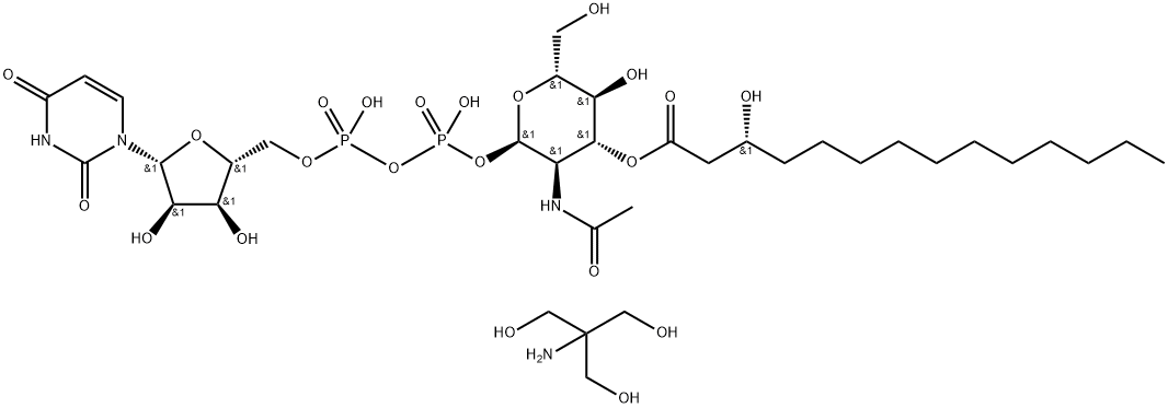 UDP-3-O[R-3-Hydroxymyristoyl]-N-Acetylglucosamine Tris Salt 구조식 이미지