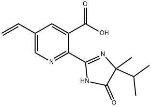 3-Pyridinecarboxylic acid, 2-[4,5-dihydro-4-methyl-4-(1-methylethyl)-5-oxo-1H-imidazol-2-yl]-5-ethenyl- Structure